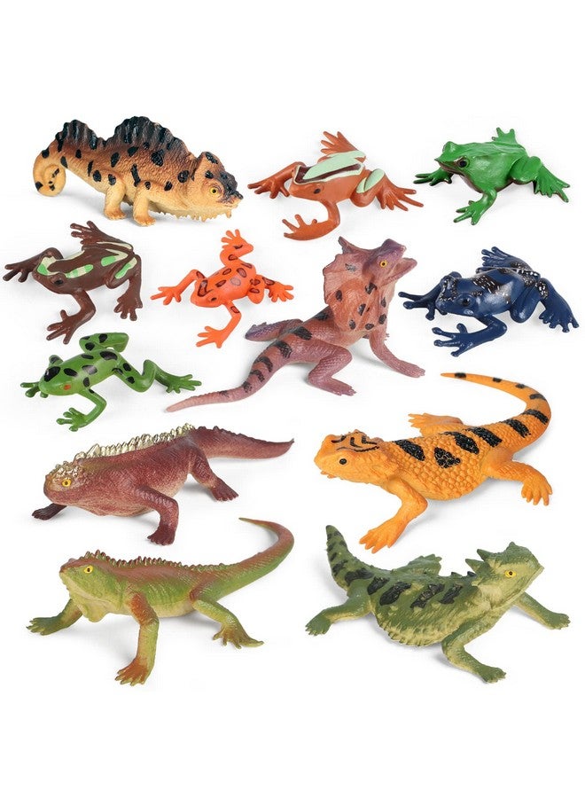Sienon 12Pcs Reptile Lizard Animals Figures Mini Plastic Cold Blooded Amphibian Frog Toys Figurines Realistic Jungle Animals Chameleon Rainforest Character Toys For Prank Props School Project Easter Eggs - Image 1