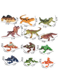 Sienon 12Pcs Reptile Lizard Animals Figures Mini Plastic Cold Blooded Amphibian Frog Toys Figurines Realistic Jungle Animals Chameleon Rainforest Character Toys For Prank Props School Project Easter Eggs  - Image 2