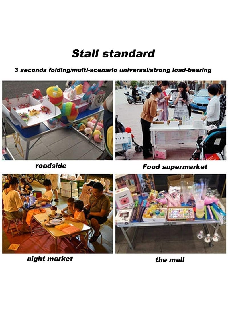 أكسنتشر طاولة تخييم قابلة للطي ، ارتفاع قابل للتعديل مع 4 مقاعد ، طاولة نزهة قابلة للطي للداخل والخارج ، طاولة تخييم محمولة زرقاء 1 قطعة (120 × 60 سم ارتفاع 70 سم) - Image 5