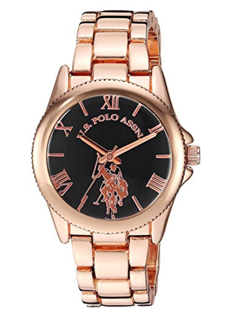 U.S. Polo Assn. ساعة كواتز ذهبية وردية للنساء من يو. إس. بولو أسن. - Image 1
