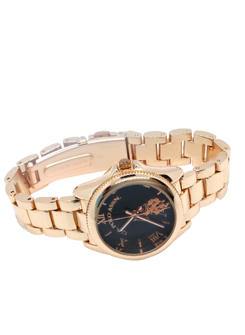 U.S. Polo Assn. ساعة كواتز ذهبية وردية للنساء من يو. إس. بولو أسن. - Image 4