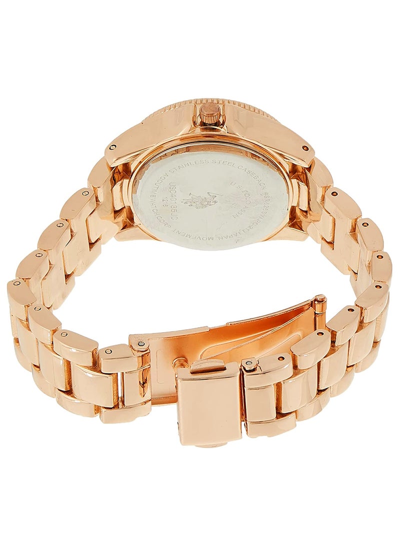 U.S. Polo Assn. ساعة كواتز ذهبية وردية للنساء من يو. إس. بولو أسن. - Image 2