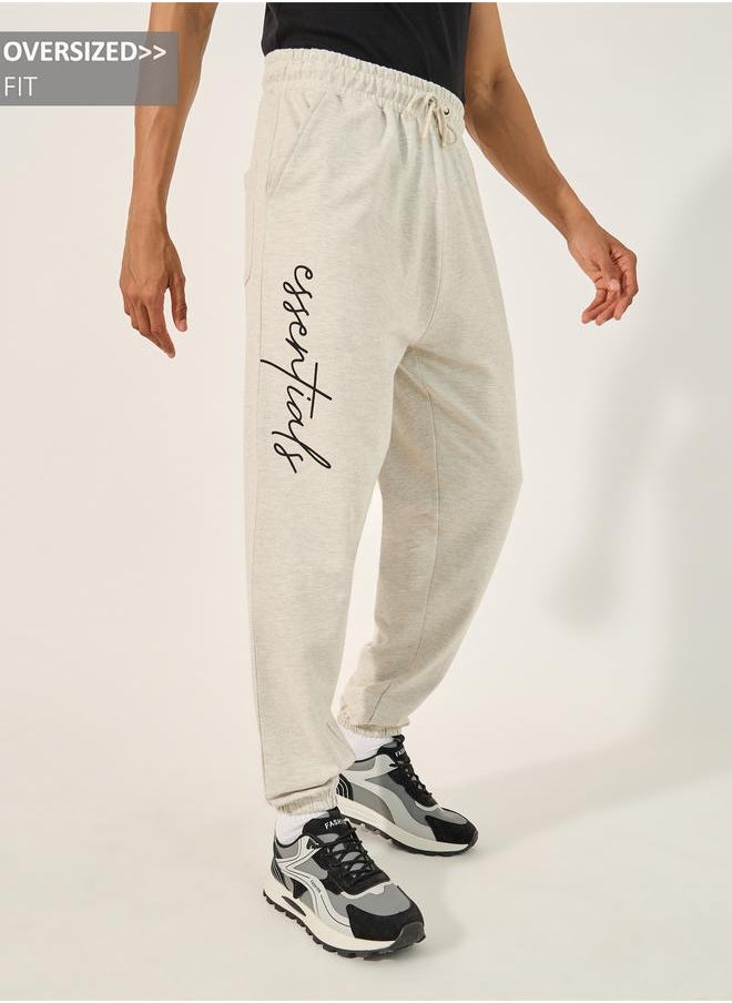 Styli Styli Slogan Print Oversized Jogger with Slip Pocket  - Image 1