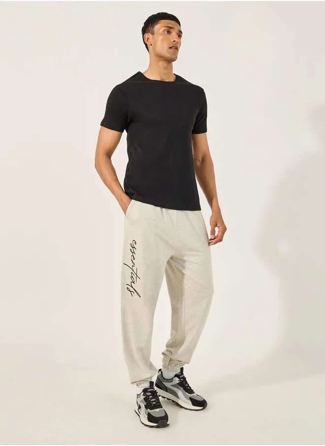 ستايلي Styli Slogan Print Oversized Jogger with Slip Pocket