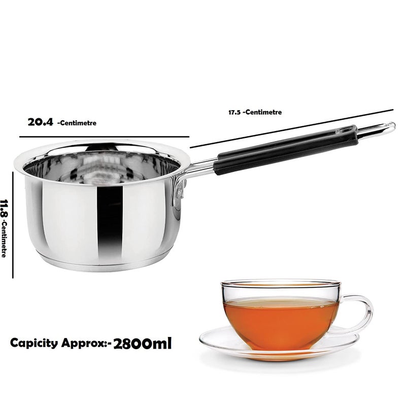 Bartan Star Stainless Steel Induction Friendly Saucepan with Lid -2800ml - Image 2
