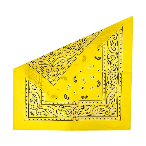 Junvena Cotton Bandanas 12 packs 22"X 22" Double Sides Printed Unisex Kerchief（Lemon Yellow） - Image 2