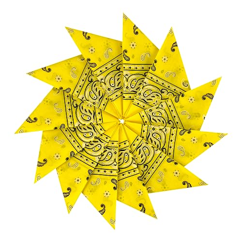 Junvena Cotton Bandanas 12 packs 22"X 22" Double Sides Printed Unisex Kerchief（Lemon Yellow） - Image 1