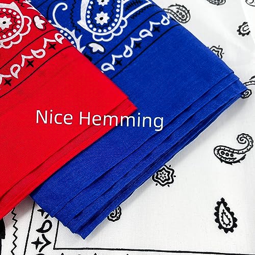 Junvena Cotton Bandanas 12 packs 22"X 22" Double Sides Printed Unisex Kerchief（Lemon Yellow） - Image 4