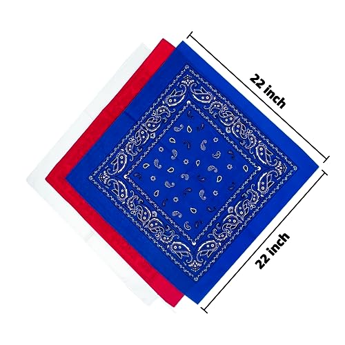 Junvena Cotton Bandanas 12 packs 22"X 22" Double Sides Printed Unisex Kerchief（Lemon Yellow） - Image 3