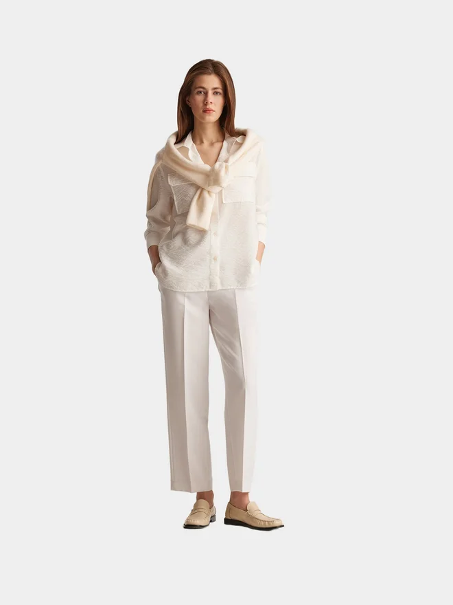 DeFacto DeFacto Women's Off White Stand Collar Plain Shirt