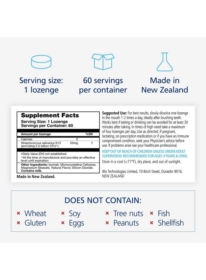 BLIS ThroatHealth Oral Probiotics Value Pack, 2.5 Billion Cfu, Throat Immunity Support and Oral Health for Adults and Kids, Sugar-Free Lozenges, Vanilla Flavored, 60 Supply - Image 4