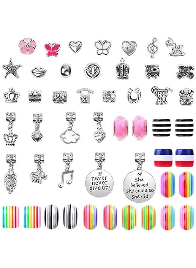 Generic 85 Pcs Charm Bracelet Making Kit, DIY Charm Bracelets Beads for Adults and Beginner Jewelry Making Kit  - Image 5