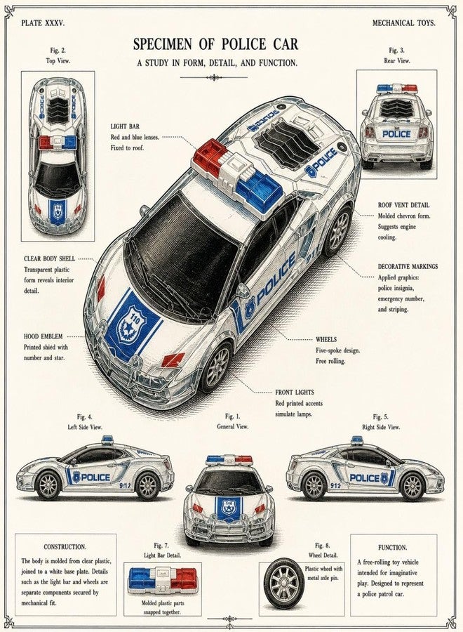 ZOKCY® (Pack of 1 Pcs Police Car Toy with Lights & Sound/Police car with Super Speed & Colorful Dazzling Lights/Lighting Police car Toy/Playing Indoor & Outdoor Toys for Kids Age 3.4.5.6.7.8 Years - Image 2