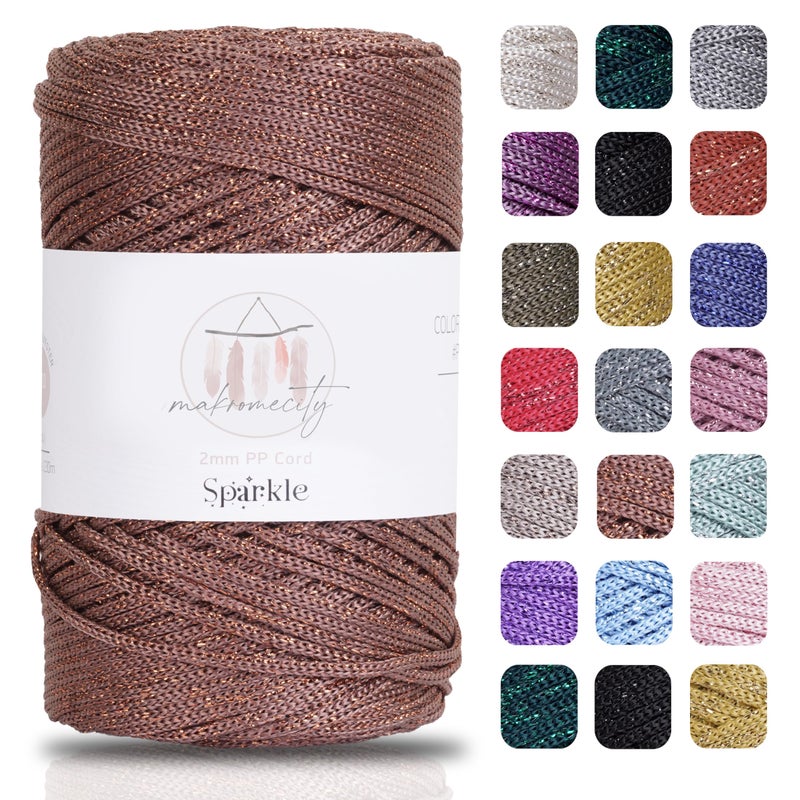 Makromecity, Sparkle Polyester Macrame Cord 2mm x 250 Yards (750 feet) 2mm Polypropylene Macrame Cord for Macrame Art & Crafts for Wall Hangings, Bags, Underplate, Rug - Image 4