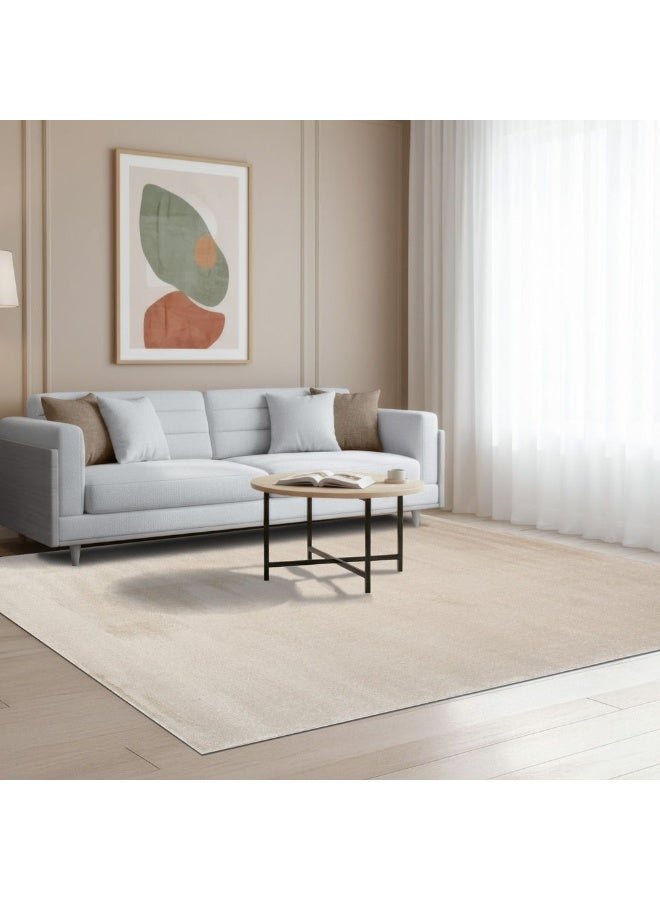 DANUBE HOME Sahara Plain Solids Rug | Washable Solids Style | Polypropylene + Polyester Area Rug Floor Covering | Indoor Carpet For Living Room Dining Bedroom 240X340cm-Cream-231200400553 - Image 2