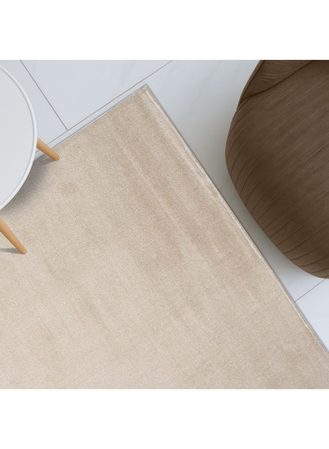 DANUBE HOME Sahara Plain Solids Rug | Washable Solids Style | Polypropylene + Polyester Area Rug Floor Covering | Indoor Carpet For Living Room Dining Bedroom 240X340cm-Cream-231200400553 - Image 1