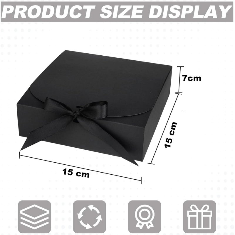 10Pcs Gift Box with Lid & Bow Ribbon Box16 x 15 x 7cm Easy Assembly Bridesmaid Proposal Box Square Shaped Presentation Boxes for Parties, Christmas, Birthday, Wedding, Cupcake Boxes - Image 3