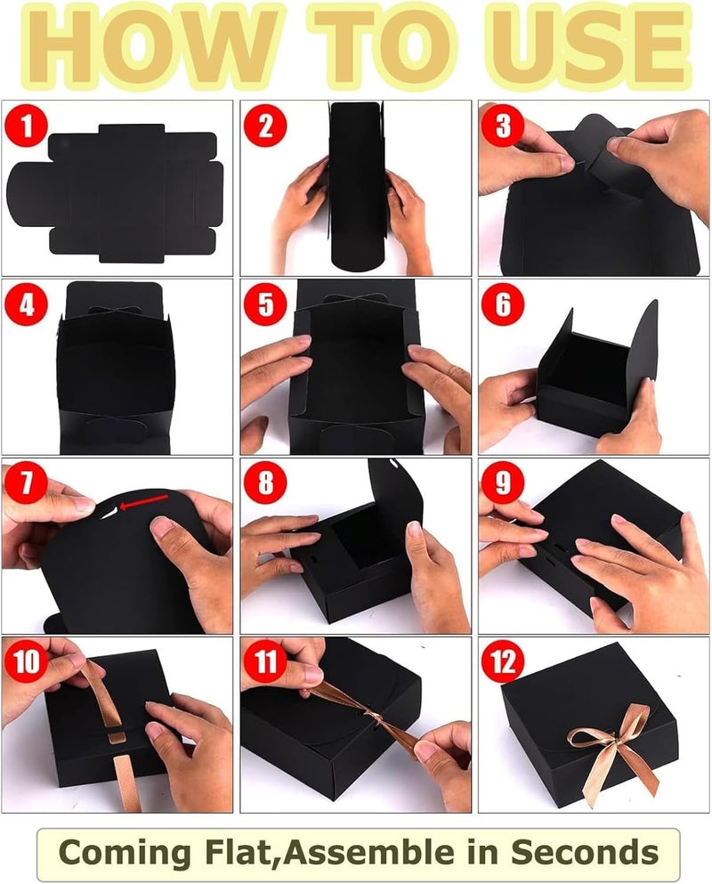 10Pcs Gift Box with Lid & Bow Ribbon Box16 x 15 x 7cm Easy Assembly Bridesmaid Proposal Box Square Shaped Presentation Boxes for Parties, Christmas, Birthday, Wedding, Cupcake Boxes - Image 2