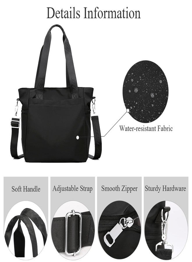 WITERY Tote Bag for Women with Zipper Lightweight Nylon Crossbody Shoulder Bag with Shoulder Strap & Compartments Large Hobo Top Handle Handbag for Travel Work Nurse Gym Daily Use - Image 5