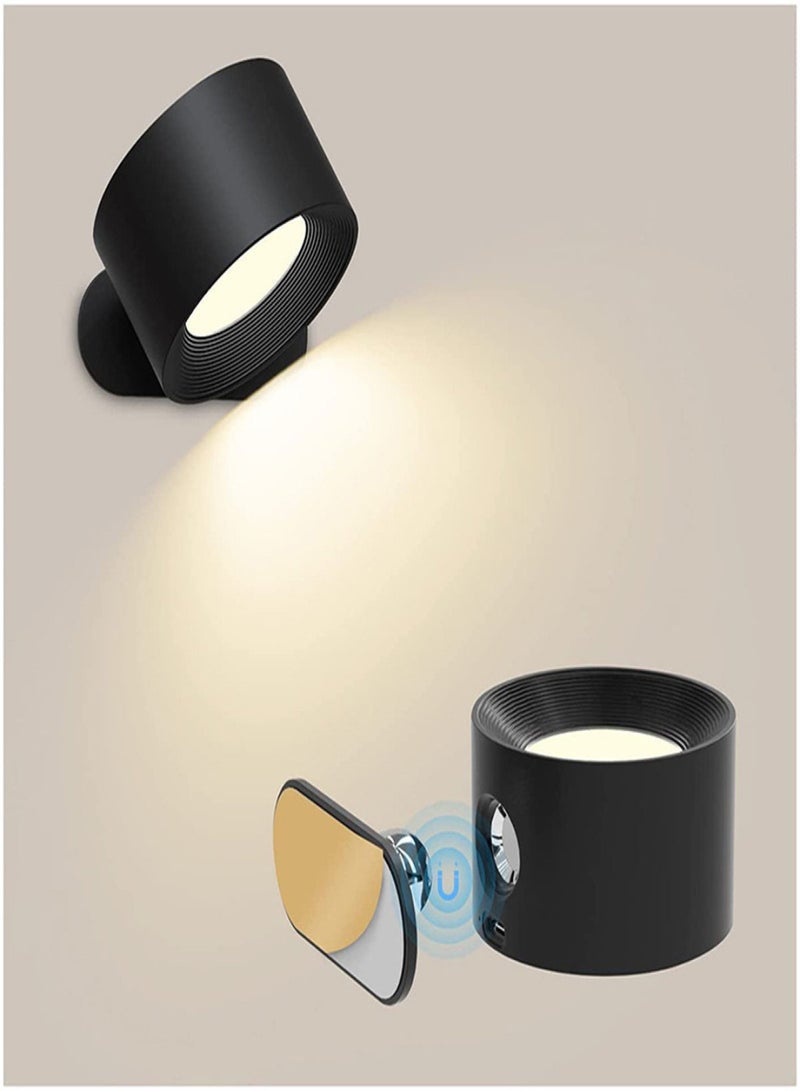 LED Sconces, Wall Mounted Lamps with Rechargeable Battery Operated USB Port 3 Color Temperatures & 3 Brightness Levels 360°Rotate Magnetic Ball, Cordless Lights for Reading Bedside - Image 3