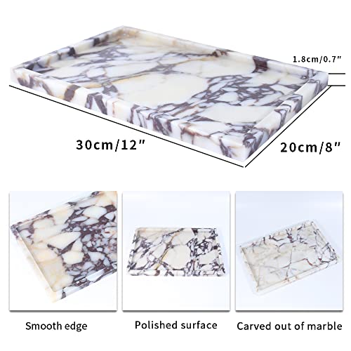 DUANYAN Real Luxurious Natural Marble Vanity Tray Genuine Marble/Stone Storage Tray for Home Decor Bathroom/Kitchen/Vanity/Dresser Non-Resin/Non-Ceramic - Image 2