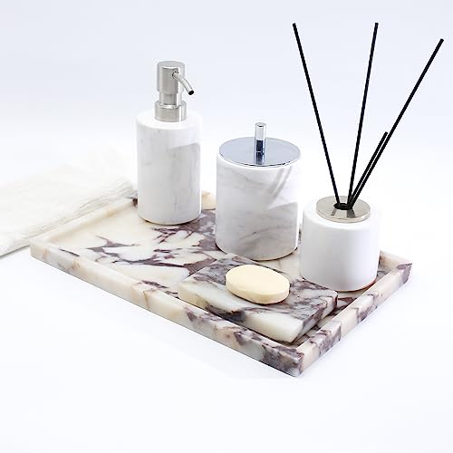 DUANYAN Real Luxurious Natural Marble Vanity Tray Genuine Marble/Stone Storage Tray for Home Decor Bathroom/Kitchen/Vanity/Dresser Non-Resin/Non-Ceramic - Image 5