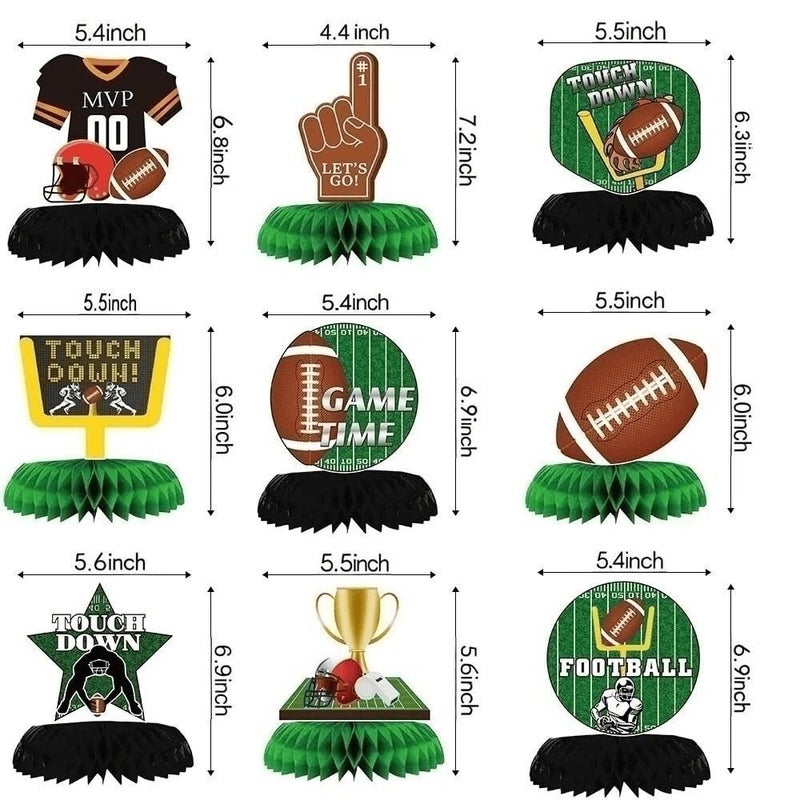 MABROUC 32PCS Football Party Decorations Kit, Tailgate & Football Birthday Party Game Day Supplies with Banner, Swirl Streamers, Honeycomb Table Centerpieces - Image 3