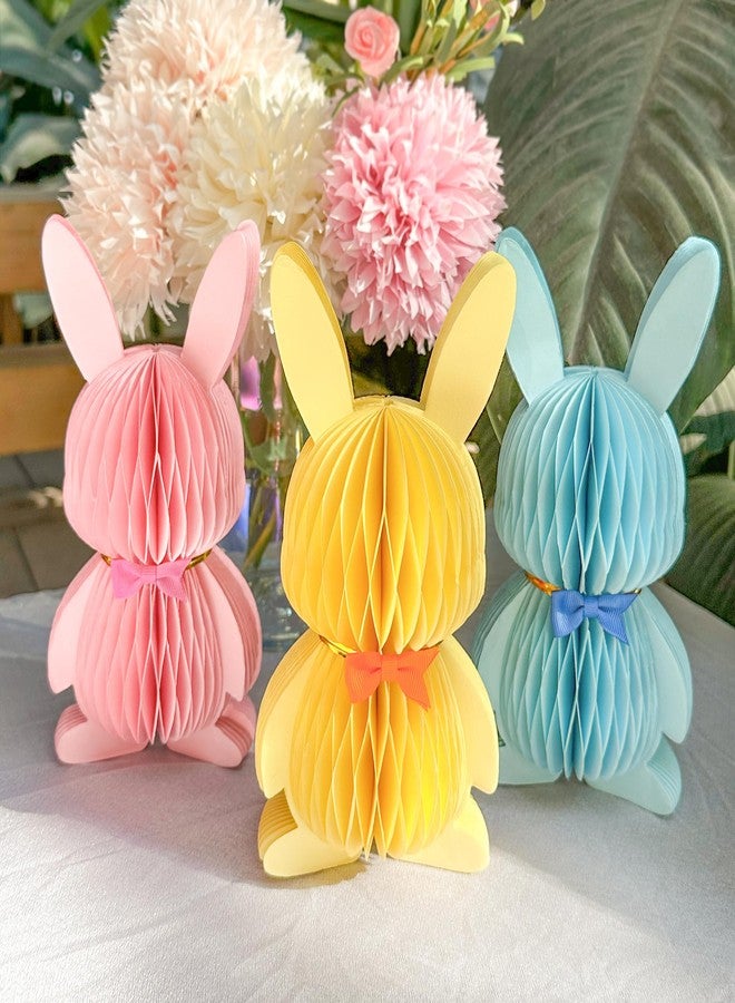 UNIIDECO Easter Decorations, 4 PCS Easter Bunny Honeycomb Colorful Easter Centerpiece Table Decorations for Easter, Egg Hunt, Birthday, Bunny Themed Party, Spring Garden Party - Image 4