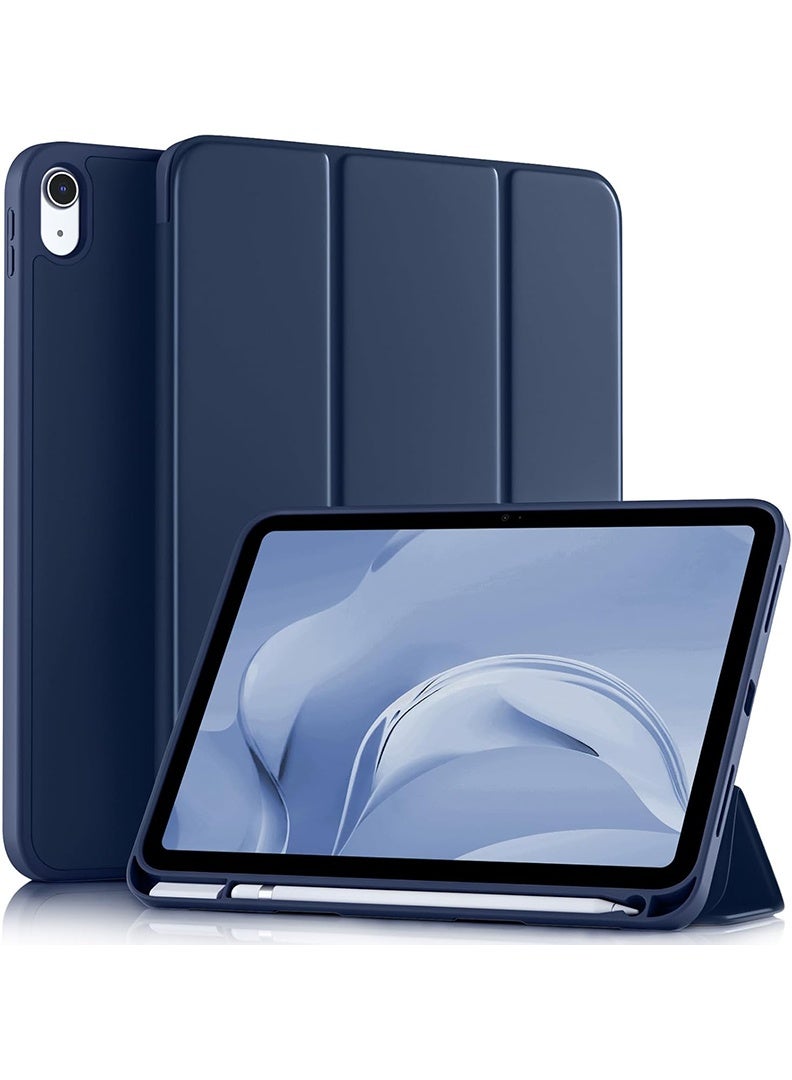 ثيودور جراب ذكي رفيع لجهاز iPad من الجيل الحادي عشر A16 (2025) مقاس 11 بوصة والجيل العاشر (2022) مقاس 10.9 بوصة - غطاء واقٍ خفيف الوزن مع حامل قلم، خاصية التشغيل/الإيقاف التلقائي، ظهر من مادة TPU ناعمة - أزرق داكن - Image 1