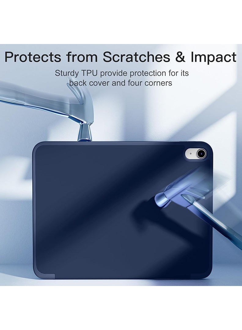 ثيودور جراب ذكي رفيع لجهاز iPad من الجيل الحادي عشر A16 (2025) مقاس 11 بوصة والجيل العاشر (2022) مقاس 10.9 بوصة - غطاء واقٍ خفيف الوزن مع حامل قلم، خاصية التشغيل/الإيقاف التلقائي، ظهر من مادة TPU ناعمة - أزرق داكن - Image 4