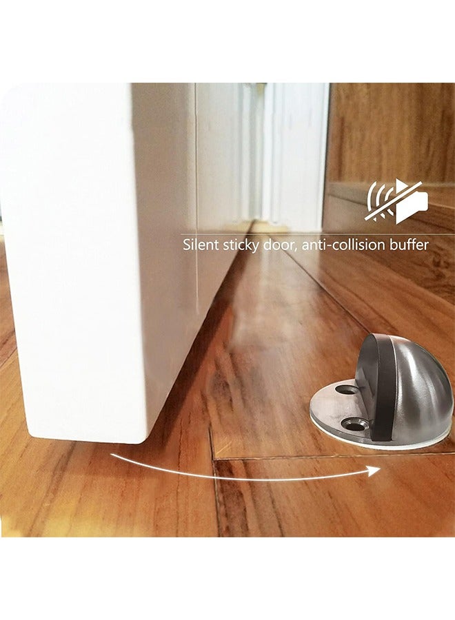 اتش واي 2 حزمة سدادات الباب ، سدادات الباب الأرضي من الفولاذ المقاوم للصدأ لقاع الباب لا يوجد واقي جدار Doorstop مع مصد مطاطي ، نيكل مصقول - Image 3