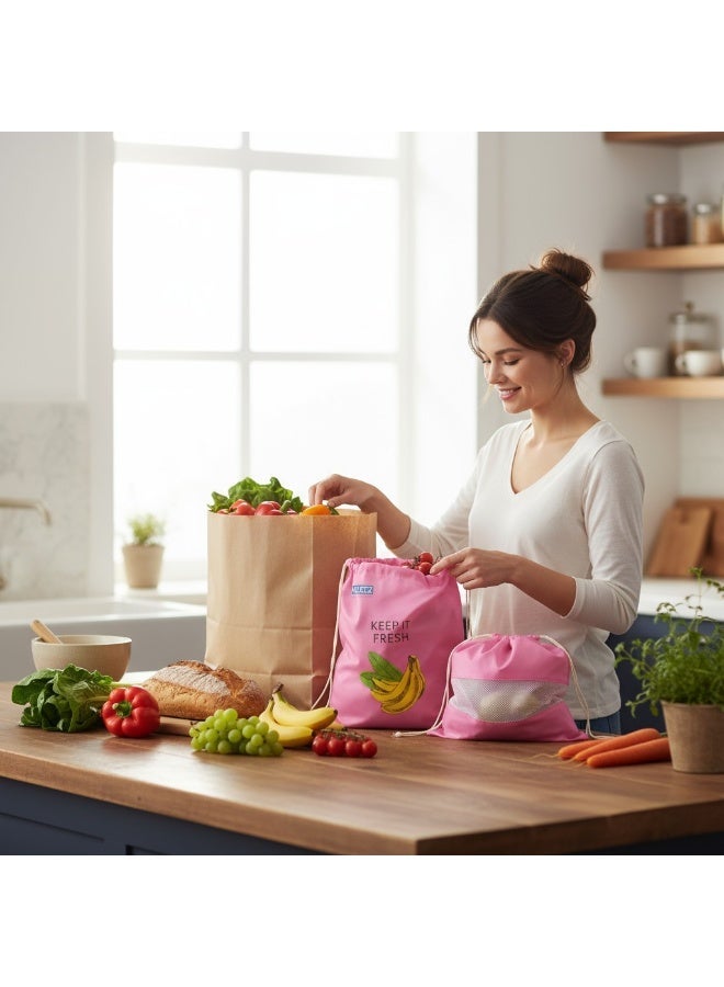 كليز أكياس كليز القابلة لإعادة الاستخدام لحفظ الفواكه والخضراوات والأعشاب طازجة | أكياس تخزين جيدة التهوية للفواكه والخضراوات والأعشاب | أكياس تسوق صديقة للبيئة، قابلة للغسل، ومُرمّزة بالألوان، مناسبة للثلاجة أو خزانة المؤن - Image 3