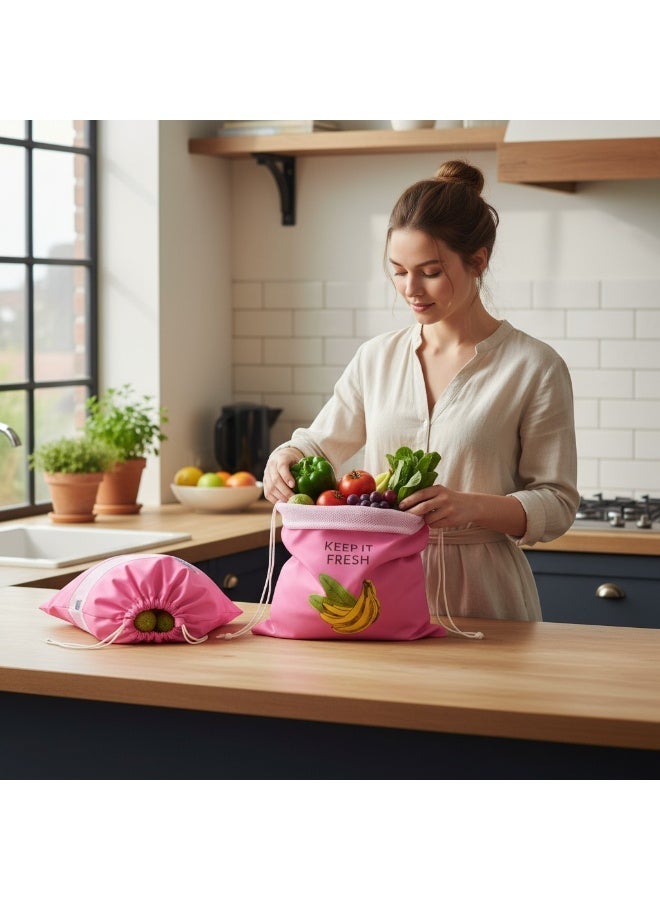 كليز أكياس كليز القابلة لإعادة الاستخدام لحفظ الفواكه والخضراوات والأعشاب طازجة | أكياس تخزين جيدة التهوية للفواكه والخضراوات والأعشاب | أكياس تسوق صديقة للبيئة، قابلة للغسل، ومُرمّزة بالألوان، مناسبة للثلاجة أو خزانة المؤن - Image 5
