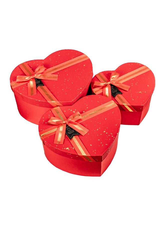 Gulf Flowers Gulf Flowers Valentine Flower Heart Gift Box - 3pcs Set (23x27x13cm, 21x23x12cm, 18x20x10cm) - Red Heart Boxes for Gifts & Flowers 