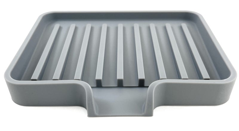 Happitasa Silicone Soap Dish Tray and Sponge Holder with Drain Chute Pack of 2  Bathroom and Kitchen Sink Organizer Caddy Grey 52X4 72 Ounces