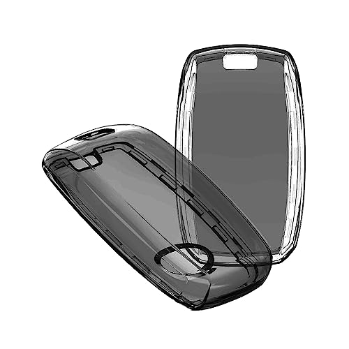 JVCV® Soft TPU Transparent Black Key Cover Compatible with Kia Seltos Sonet Carens 3 & 4 Button Smart Key | Anti-Scratch Slim Fit Case | Shockproof Protection (Transparent Black) - Image 3
