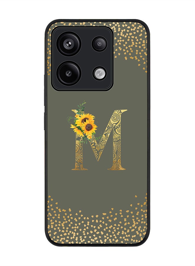 Stylizedd Rugged Case for Xiaomi Redmi Note 13 Pro 5G Case Cover- Custom Monogram Initial Letter Mandala Floral Pattern Alphabet - M(Olive Green) - Image 1