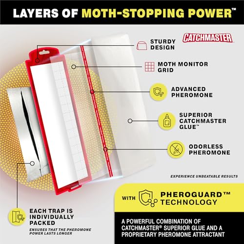 Catchmaster Pantry Moth Traps with Premium PheroGuard Technology – XL, Extra-Strength Glue – Odorless, Kids and Pet Safe – Traps & Eliminates Moths – Protects Pantry, Cabinets & Food Storage – 6-Pack - Image 2