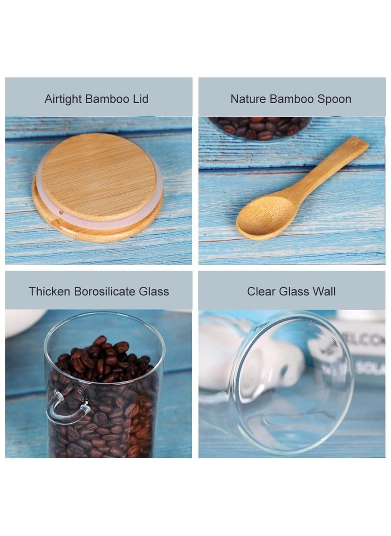 SKY-TOUCH - 6pcs Glass Jars with Bamboo Lids & Spoons 550ml Airtight Glass Spice Jars Clear Sugar Container Food Storage Containers for Coffee Beans Spice Sugar Tea Nuts Candy Salts - Image 1