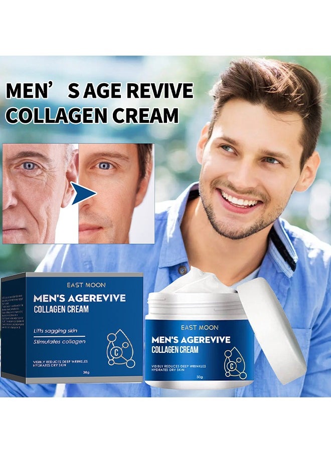 East Moon - Men's Age Revive Collagen Facial Cream, Fade Fine Lines, Tighten Skin, Age Rewind Wrinkles Smoothing Gel, Day And Night Skin Care Moisturizing And Tightening Lotion, 30G - Image 1