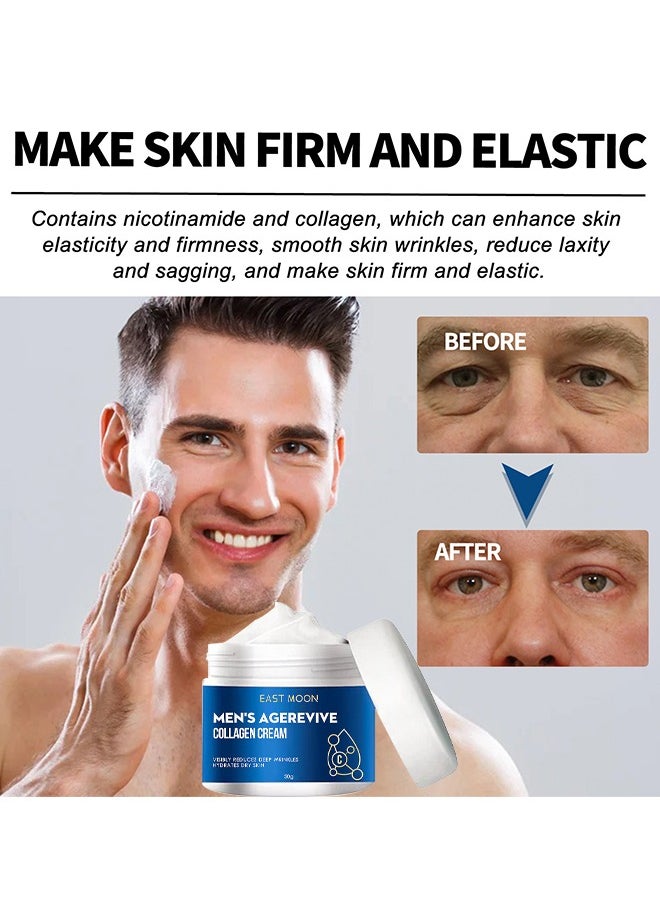East Moon - Men's Age Revive Collagen Facial Cream, Fade Fine Lines, Tighten Skin, Age Rewind Wrinkles Smoothing Gel, Day And Night Skin Care Moisturizing And Tightening Lotion, 30G - Image 1