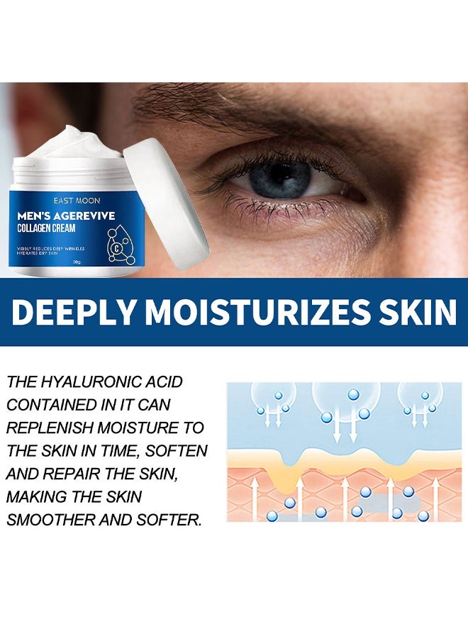 East Moon - Men's Age Revive Collagen Facial Cream, Fade Fine Lines, Tighten Skin, Age Rewind Wrinkles Smoothing Gel, Day And Night Skin Care Moisturizing And Tightening Lotion, 30G - Image 1