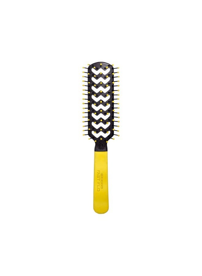 Cricket Static Free Fast Flo Color Vent Hair Brush - Quick and Blow Drying, Detangling, and Frizz-Free Styling - Anti-Static Bristles, Ideal for All Hair Types, Party Pleaser (Yellow) - Image 1