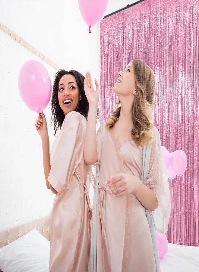 Shimmers Pink Foil Fringe Curtain Backdrop (2 Pack) – Metallic Party Decoration Curtains, 2.5m x 1m Each, Shiny Door & Wall Hanging for Birthday, Bachelorette, Baby Shower Celebration Decor - Image 4