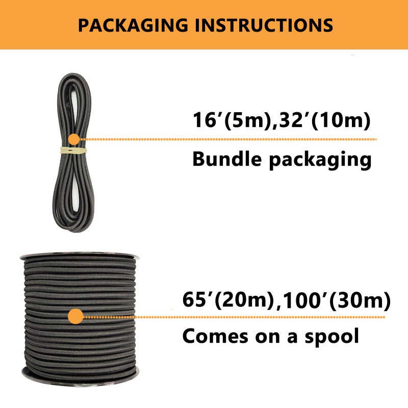 LUYADIN 1/4" x 32' Marine Grade Bungee Cord Elastic Shock Cord, Kayak Stretch String Rope, Heavy Duty Bungee Shock Cords for Repairing Tent Poles, DIY, Tie Downs (Army Green) - Image 3