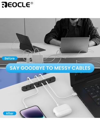 Multi-Port Silicone Desk Organizer with 7 USB Hub Slots and Phone Stand Function Space Saving Cable Management Station with Non-Slip Base for Office Home Workspace - view 3