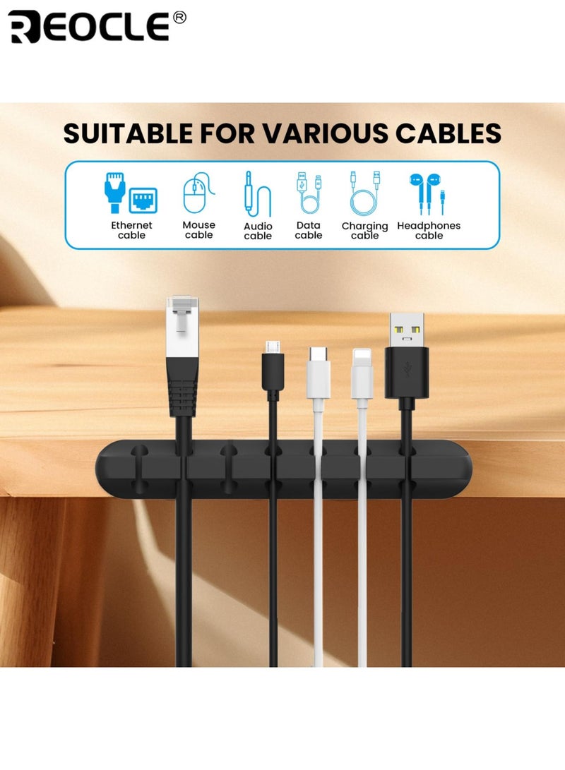 REOCLE Multi-Port Silicone Desk Organizer with 7 USB Hub Slots and Phone Stand Function Space Saving Cable Management Station with Non-Slip Base for Office Home Workspace - Image 2