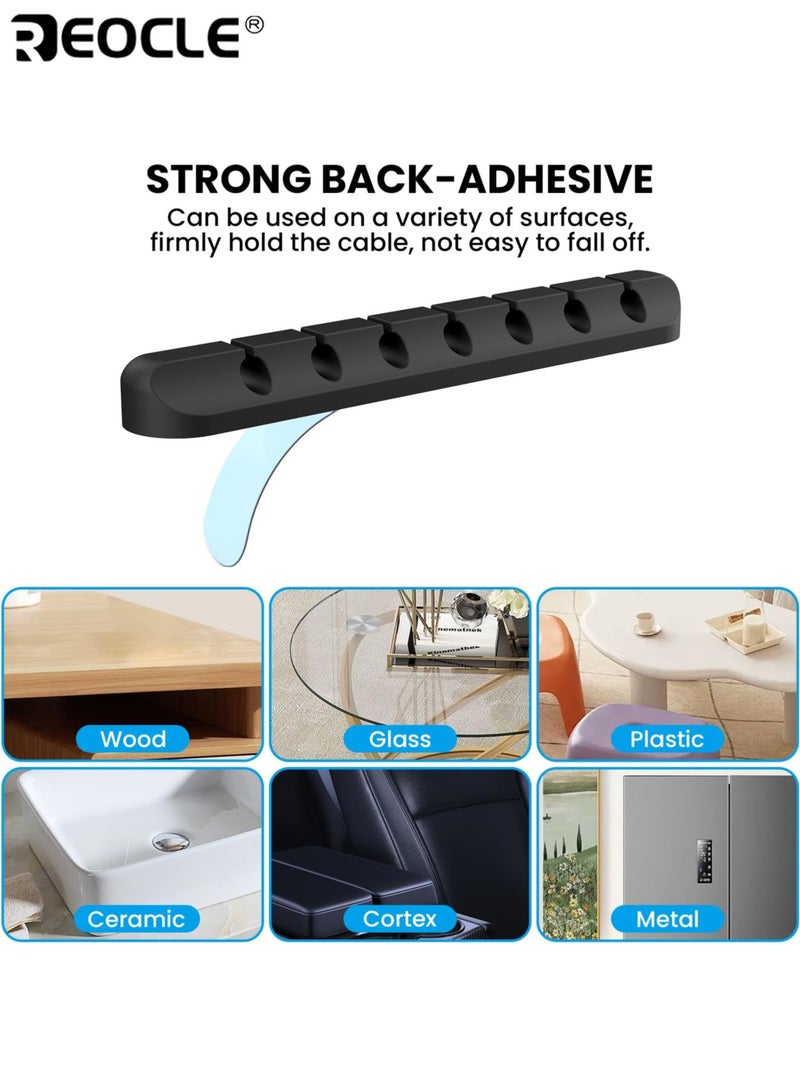 REOCLE Multi-Port Silicone Desk Organizer with 7 USB Hub Slots and Phone Stand Function Space Saving Cable Management Station with Non-Slip Base for Office Home Workspace - Image 4