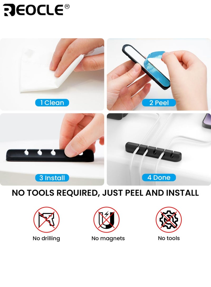 REOCLE Multi-Port Silicone Desk Organizer with 7 USB Hub Slots and Phone Stand Function Space Saving Cable Management Station with Non-Slip Base for Office Home Workspace - Image 5