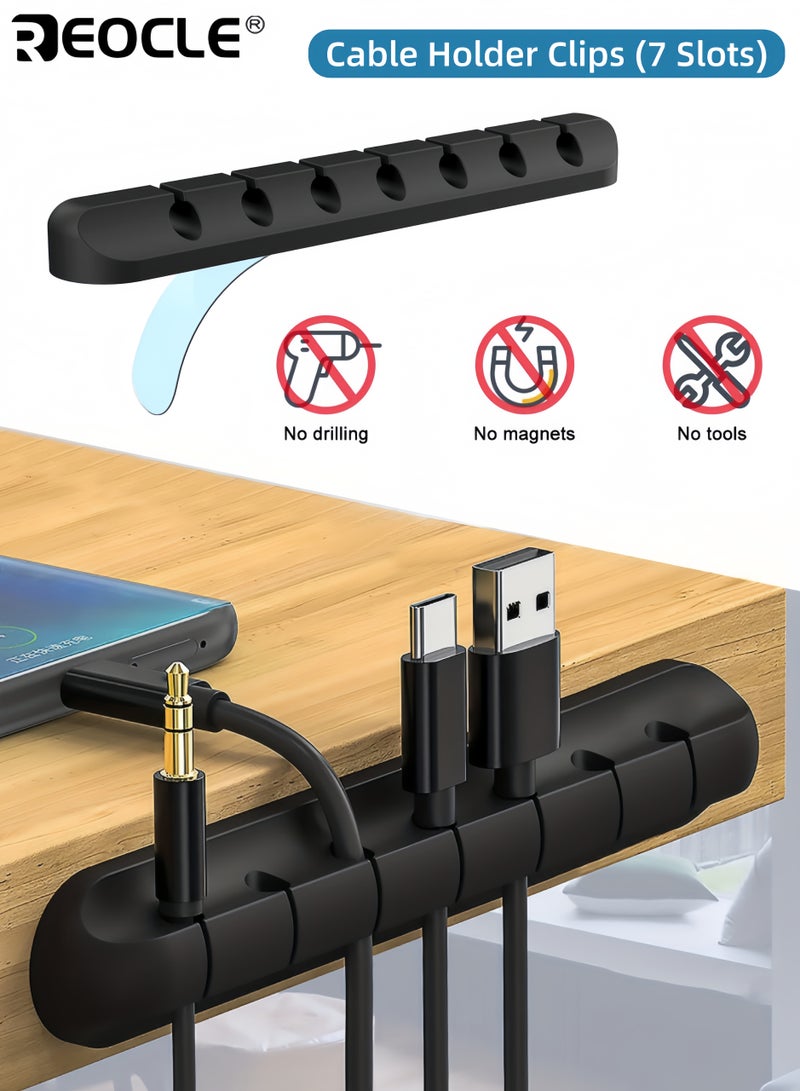 REOCLE Multi-Port Silicone Desk Organizer with 7 USB Hub Slots and Phone Stand Function Space Saving Cable Management Station with Non-Slip Base for Office Home Workspace - Image 1